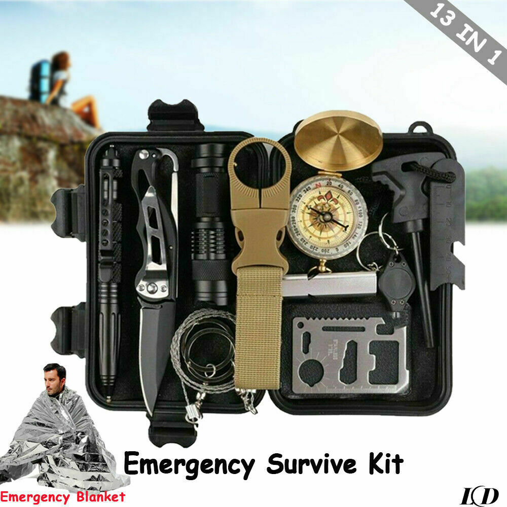 Outdoor Survival Backpack Kit for Camping, Hiking, Tactical Emergencies