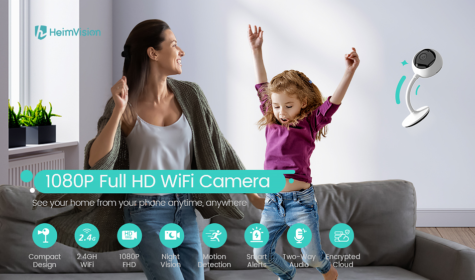 1980x1080 HD Wifi Baby Monitor, 2-Way Audio, Night Vision, Real-Time Motion Detection and Alerts