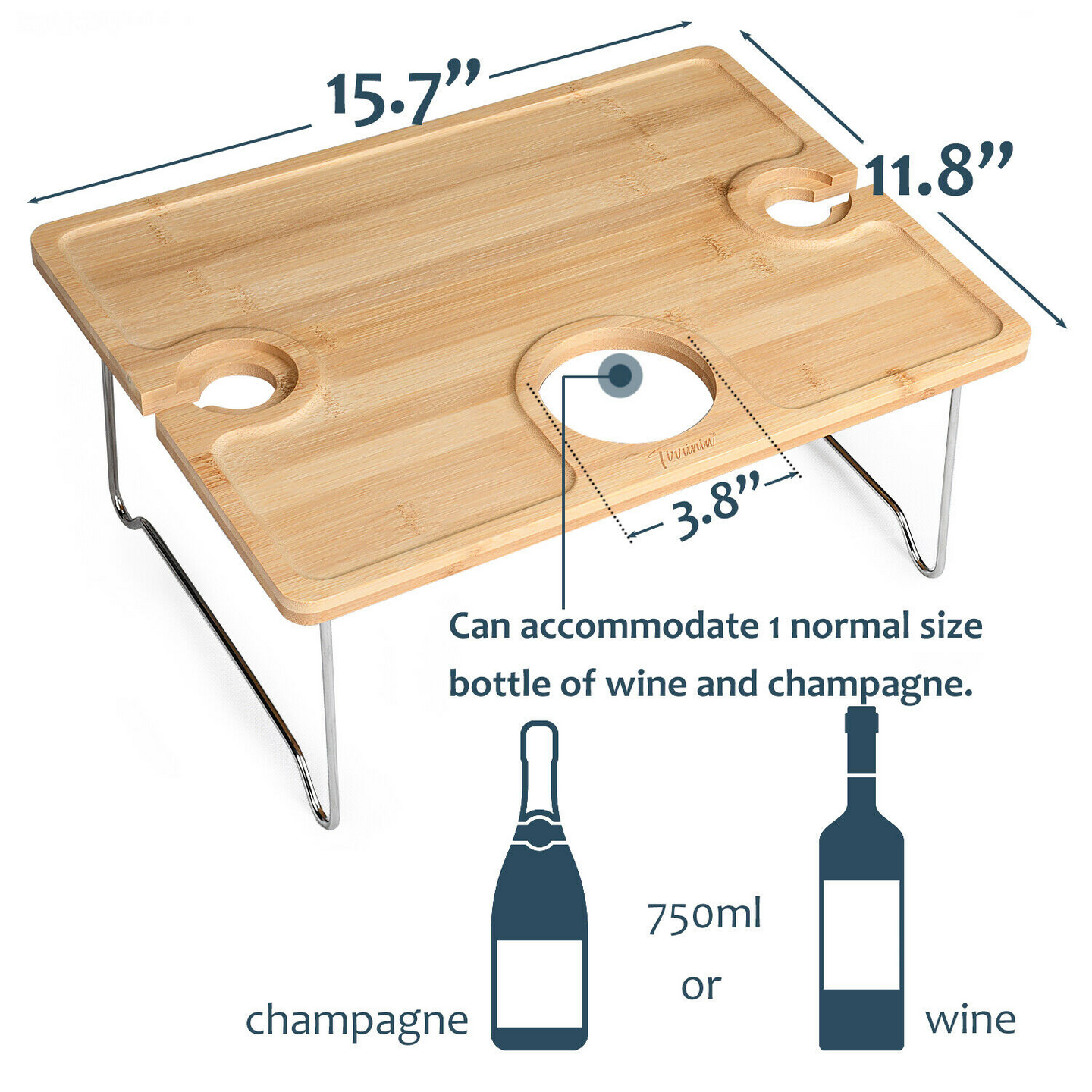 Portable Folding Picnic Tray, Wine Tray Let's You Enjoy Your Favorite Wine and Food Anywhere