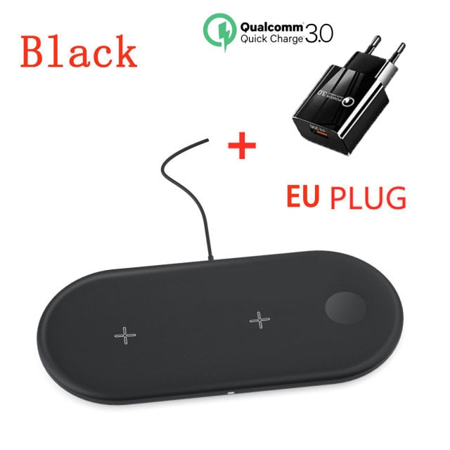 15W Fast Wireless Charging Station 3 In 1 Qi Charging Dock - Wide Compatibility