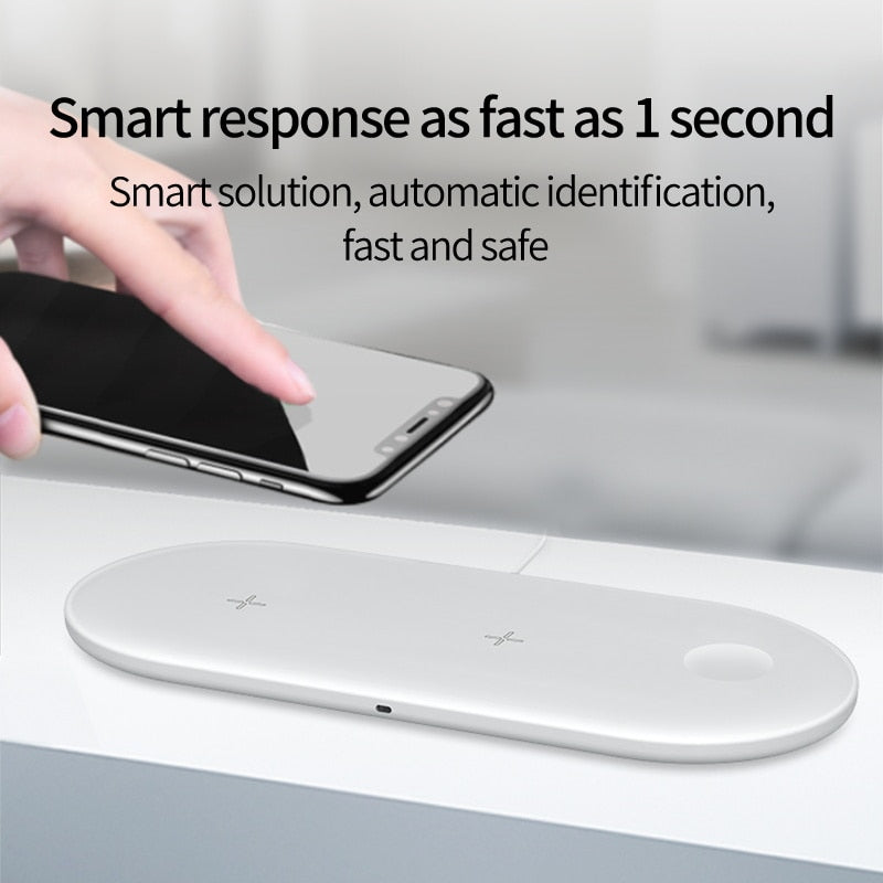 15W Fast Wireless Charging Station 3 In 1 Qi Charging Dock - Wide Compatibility
