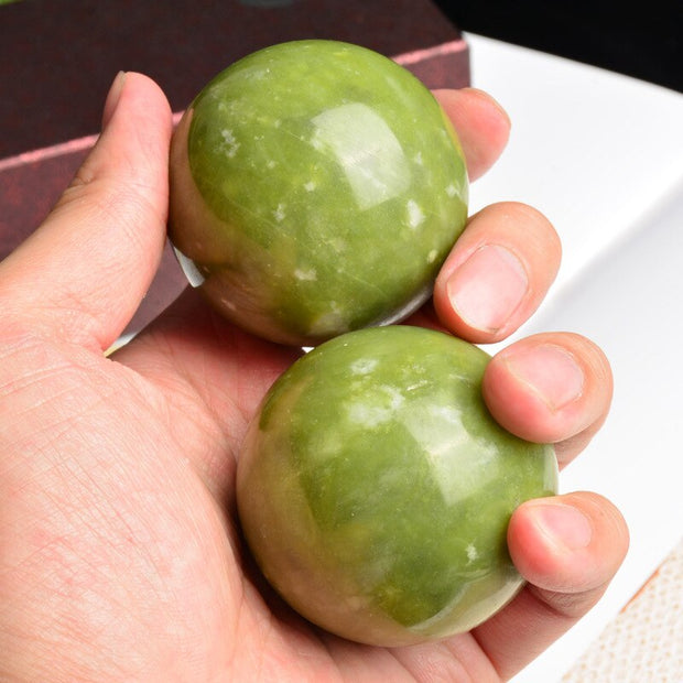 2 Pcs Natural Jade Stone Massage Ball with Case