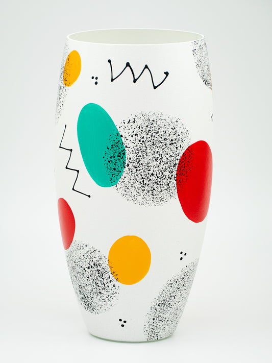 Hand Painted Multicolor 12 Inch Glass Vase