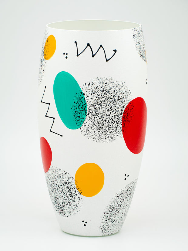 Hand Painted Multicolor 12 Inch Glass Vase