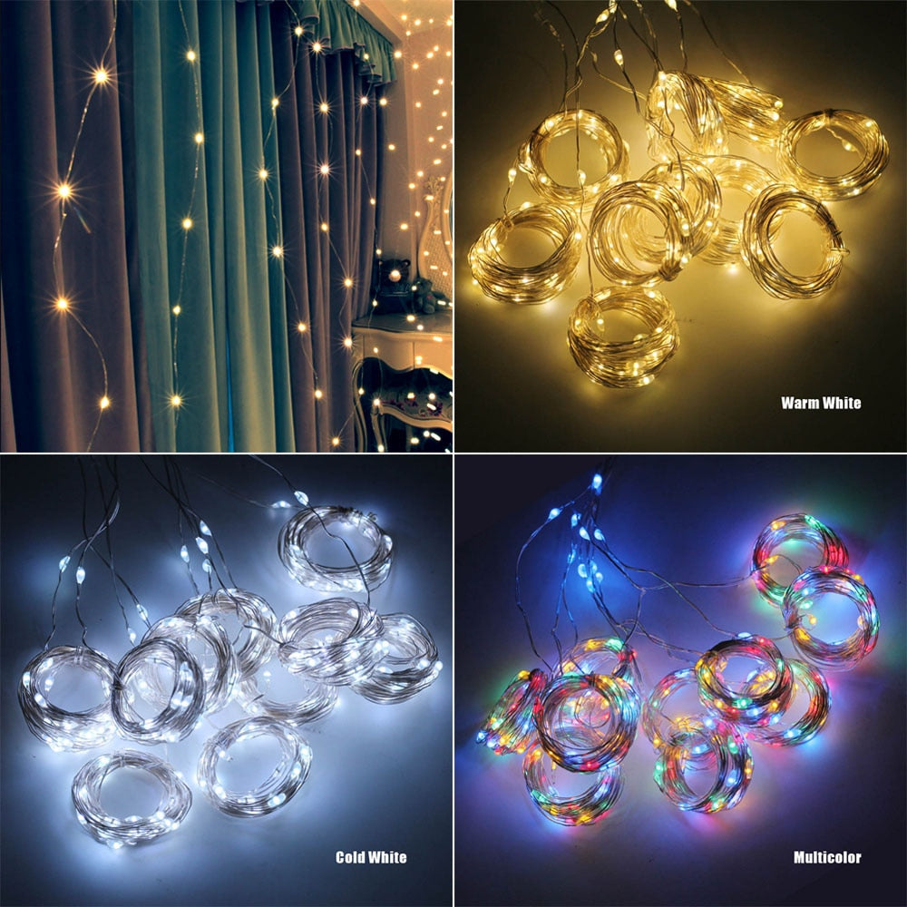 3M LED Curtain Garland Window USB String Lights