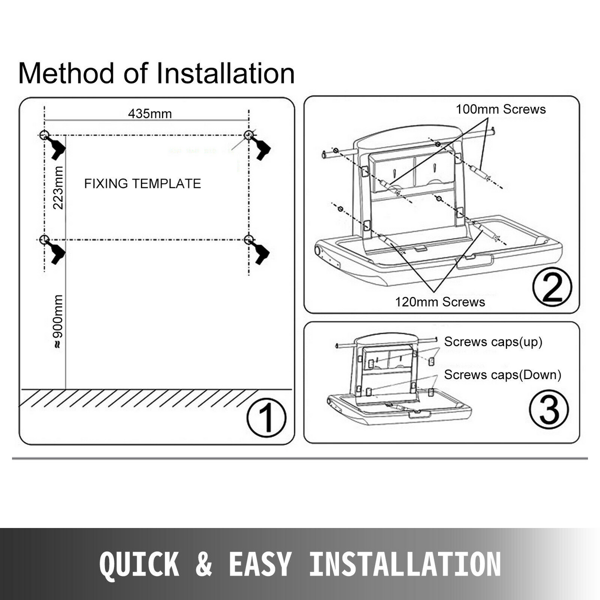 Baby Changing Station, Commercial-Grade Wall Mounted Diaper Changing Table Saves Space, Super Convenient