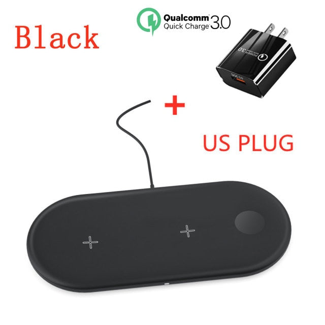 15W Fast Wireless Charging Station 3 In 1 Qi Charging Dock - Wide Compatibility