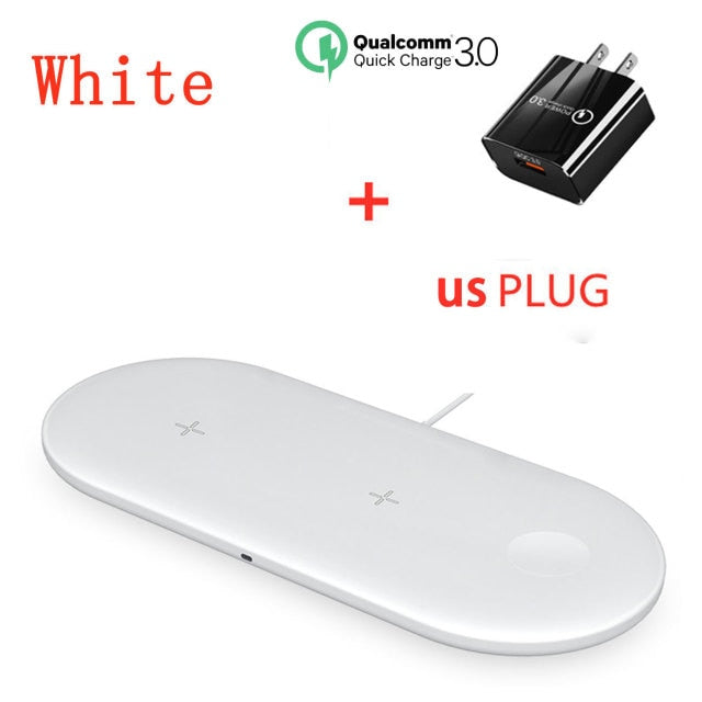 15W Fast Wireless Charging Station 3 In 1 Qi Charging Dock - Wide Compatibility