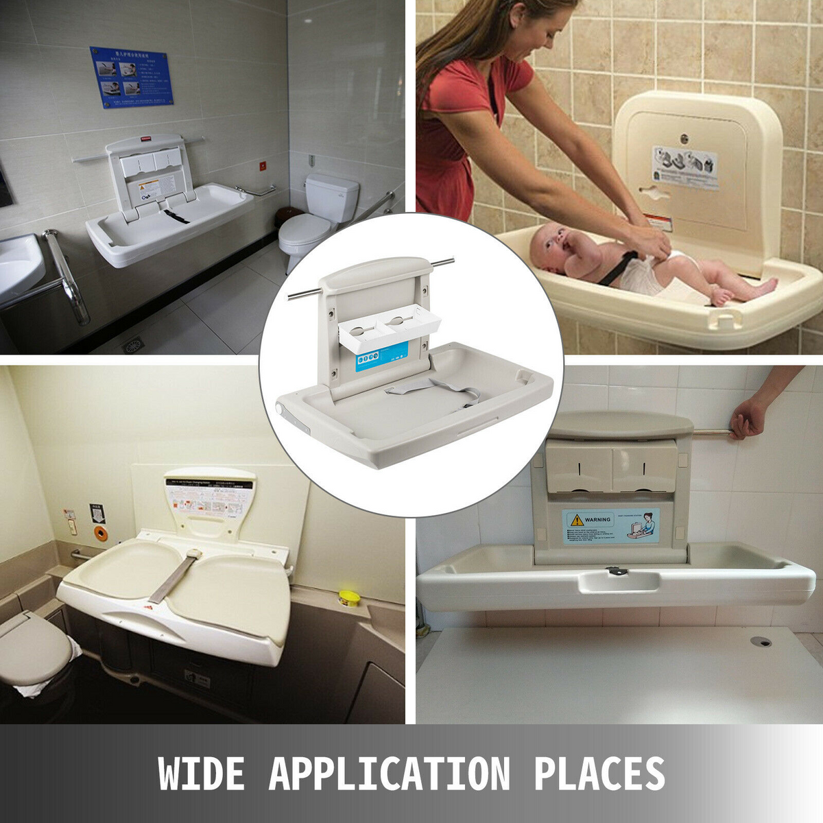 Baby Changing Station, Commercial-Grade Wall Mounted Diaper Changing Table Saves Space, Super Convenient