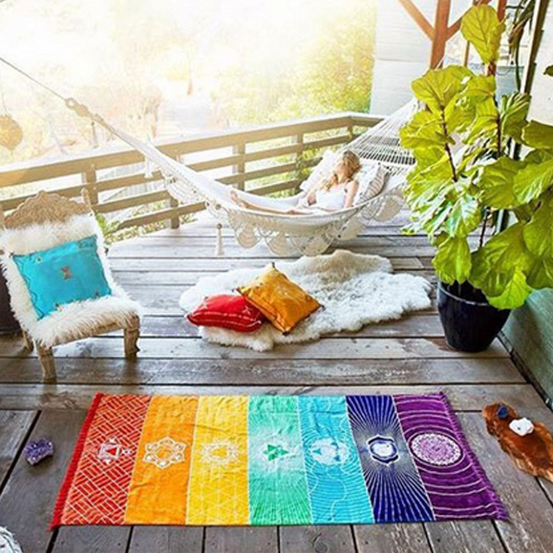 Polyester Bohemian Wall Hanging India Beach Yoga Mat