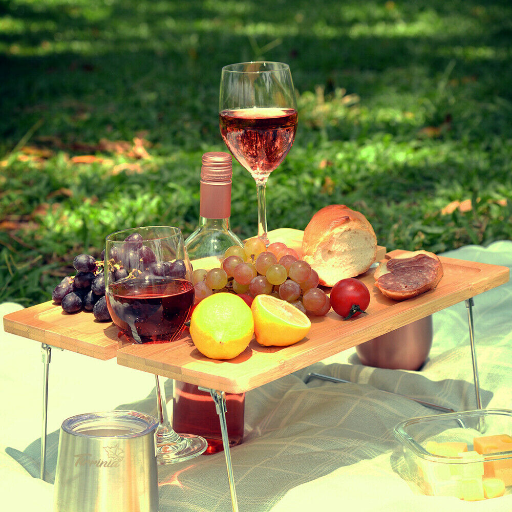 Portable Folding Picnic Tray, Wine Tray Let's You Enjoy Your Favorite Wine and Food Anywhere