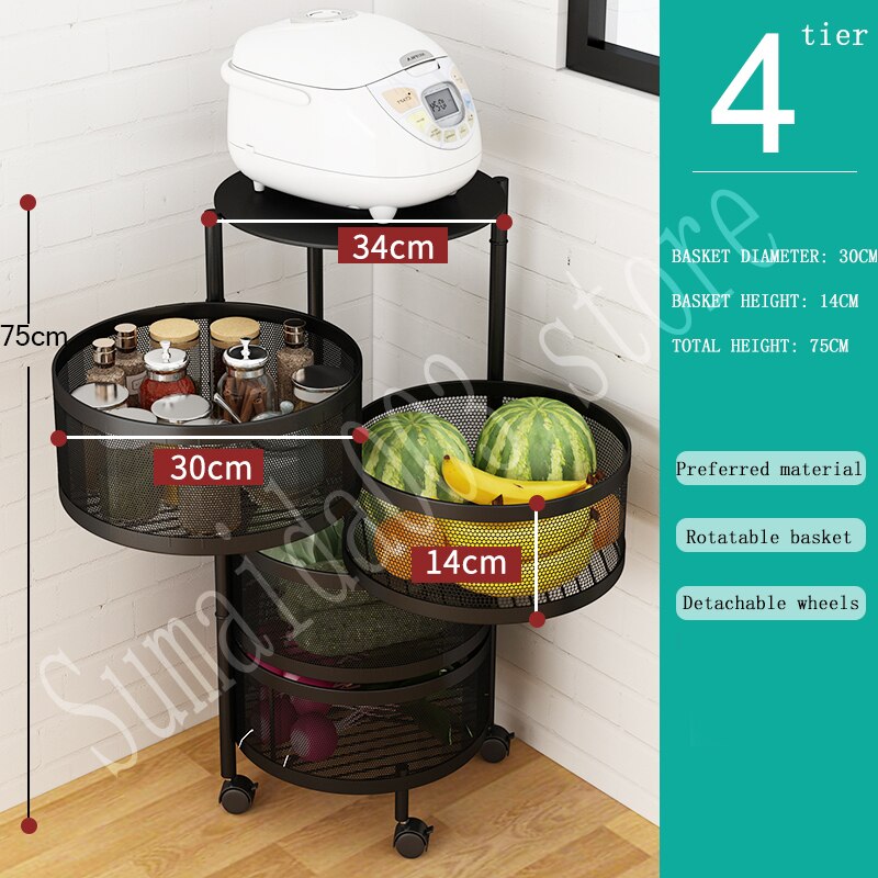 Multi-layer Round Rotatable Fruit Storage Basket / Shelf