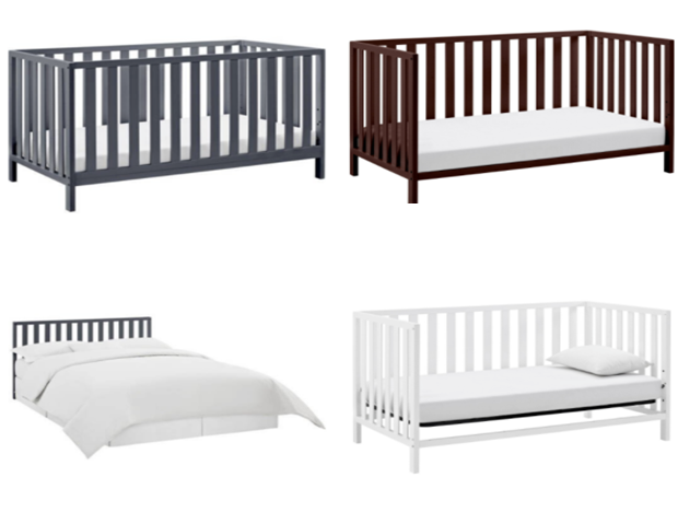 Convertible Baby Crib - Full Size, Toddler Bad and Day Bed, Solid Wood in Multiple Colors