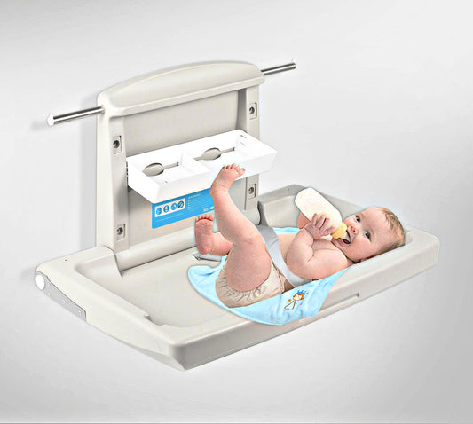Baby Changing Station, Commercial-Grade Wall Mounted Diaper Changing Table Saves Space, Super Convenient
