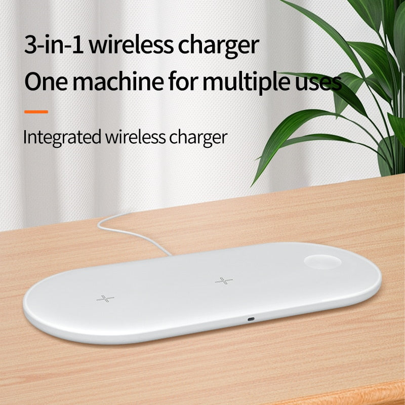 15W Fast Wireless Charging Station 3 In 1 Qi Charging Dock - Wide Compatibility