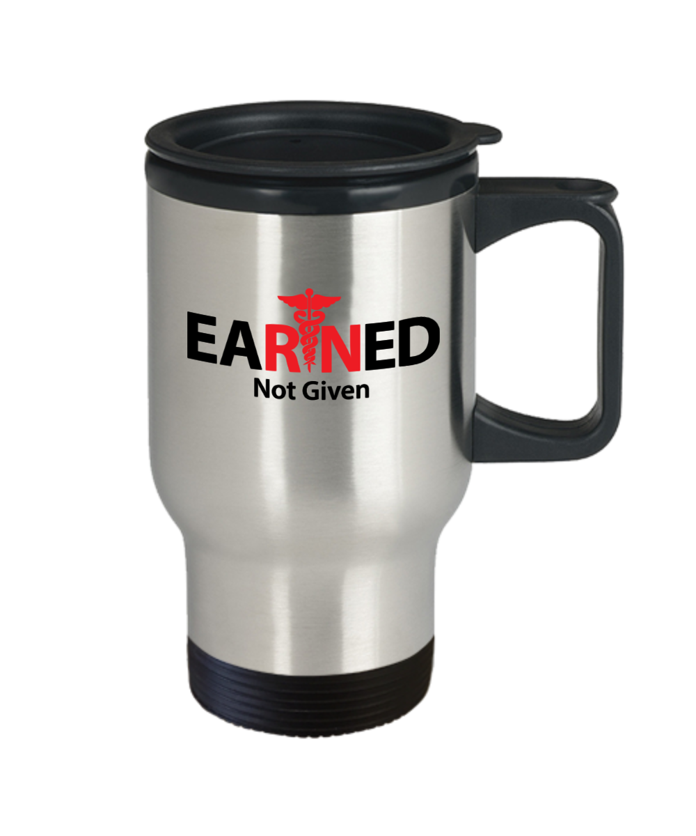 EaRNed Not Given Nurse Travel Coffee Mug, Red RN