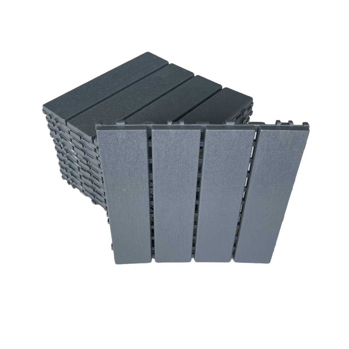 Plastic Interlocking Deck Tiles,44 Pack Patio Deck Tiles,12"x12" Square Waterproof Outdoor Flooring All Weather Use, Patio Floor Decking Tiles for Porch Poolside Balcony Backyard (Dark Grey 44 pack)