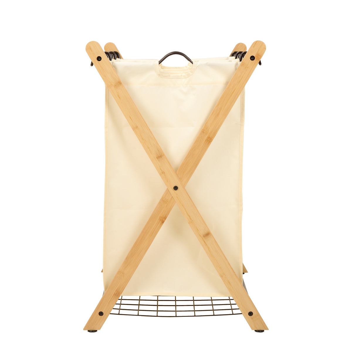 Oceanstar X-Frame Bamboo 3-Bag Laundry Sorter, White