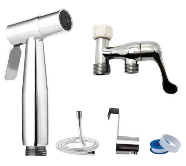 Bidet Sprayer for Toilet, Handheld Cloth Diaper Sprayer, Bathroom Sprayer Kit Spray Attachment with Hose, Stainless Steel Easy Install Great Water Pressure for Bathing Pets, Feminine Hygiene