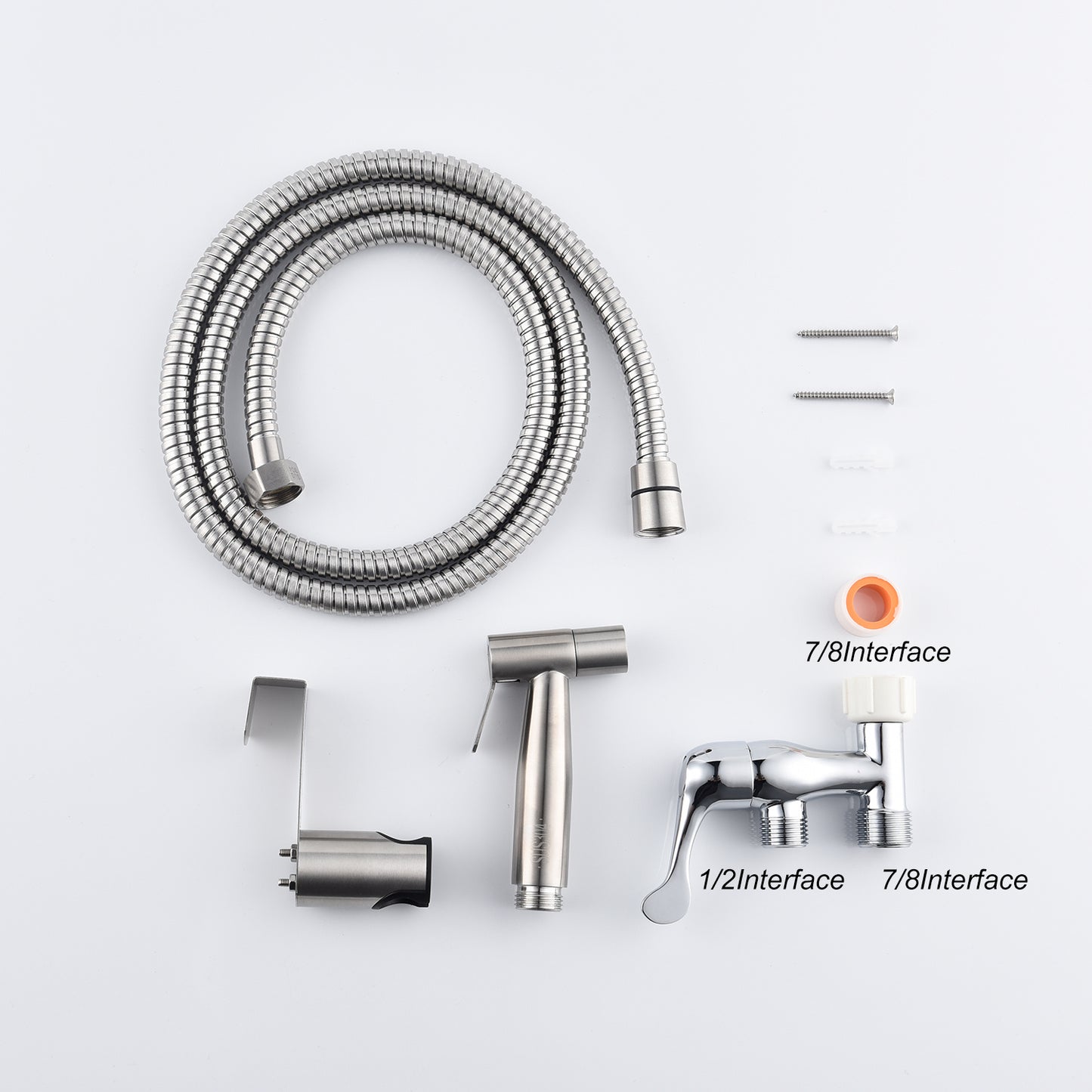Bidet Sprayer for Toilet, Handheld Cloth Diaper Sprayer, Bathroom Sprayer Kit Spray Attachment with Hose, Stainless Steel Easy Install Great Water Pressure for Bathing Pets, Feminine Hygiene
