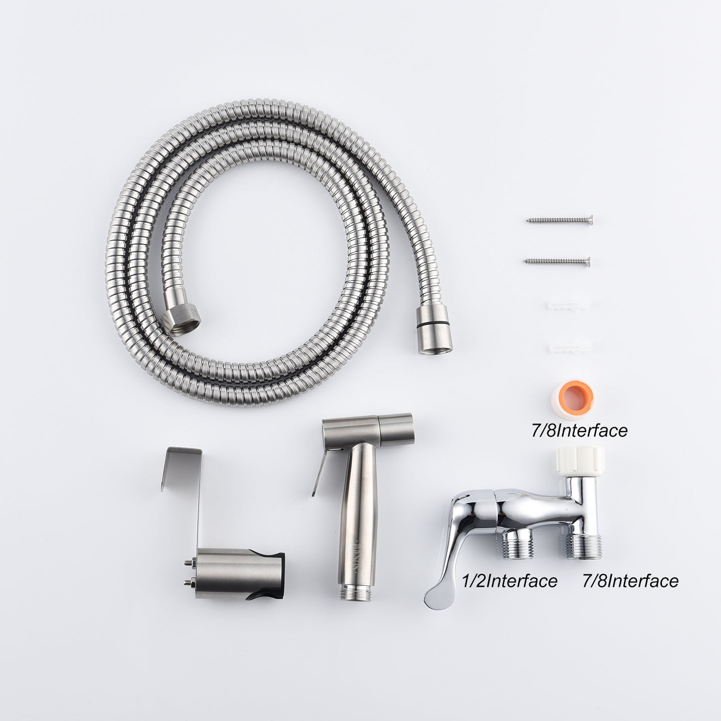 Bidet Sprayer for Toilet, Handheld Cloth Diaper Sprayer, Bathroom Sprayer Kit Spray Attachment with Hose, Stainless Steel Easy Install Great Water Pressure for Bathing Pets, Feminine Hygiene