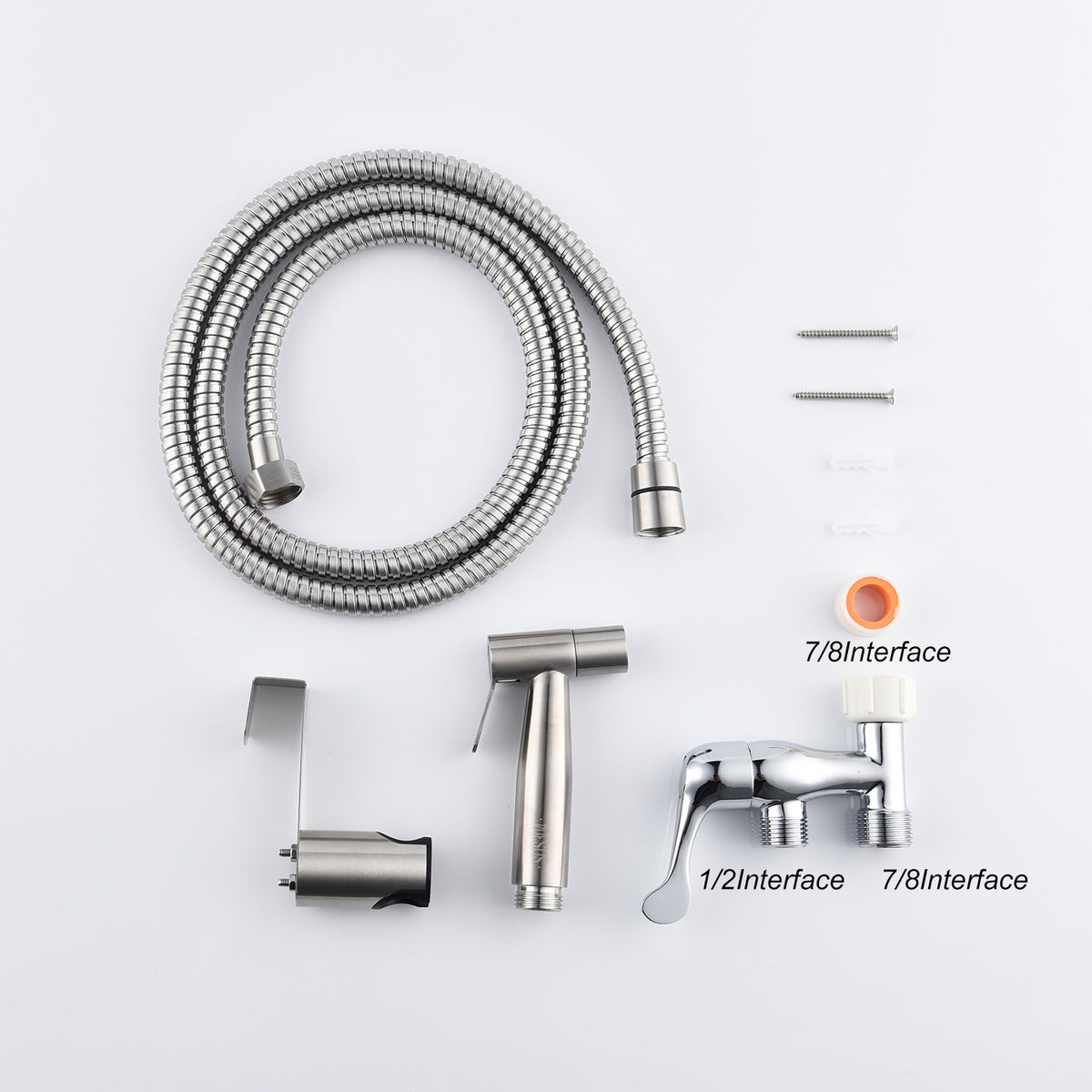 Bidet Sprayer for Toilet, Handheld Cloth Diaper Sprayer, Bathroom Sprayer Kit Spray Attachment with Hose, Stainless Steel Easy Install Great Water Pressure for Bathing Pets, Feminine Hygiene