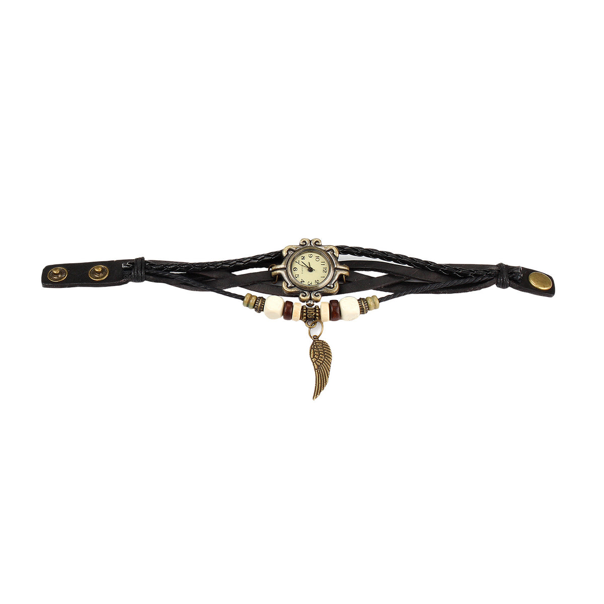 Beautiful Bohemian Style Retro Handmade Leather Angel Wing Women's Watches