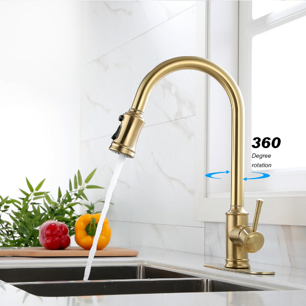 Touch Kitchen Faucet with Pull Down Sprayer,Single Handle High Arc  Pull out Kitchen Faucet,Single Level Stainless Steel Kitchen Sink Faucets with Pull down Sprayer