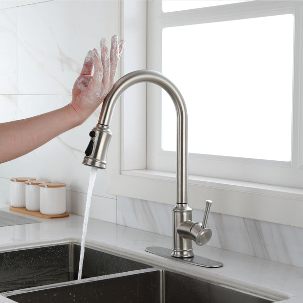 Touch Kitchen Faucet with Pull Down Sprayer,Single Handle High Arc  Pull out Kitchen Faucet,Single Level Stainless Steel Kitchen Sink Faucets with Pull down Sprayer