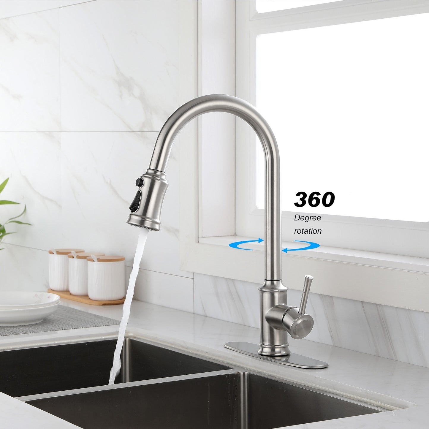 Touch Kitchen Faucet with Pull Down Sprayer,Single Handle High Arc  Pull out Kitchen Faucet,Single Level Stainless Steel Kitchen Sink Faucets with Pull down Sprayer