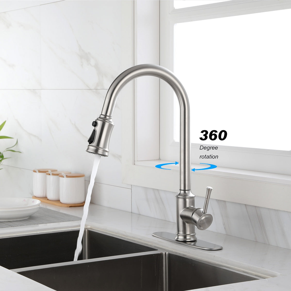 Touch Kitchen Faucet with Pull Down Sprayer,Single Handle High Arc  Pull out Kitchen Faucet,Single Level Stainless Steel Kitchen Sink Faucets with Pull down Sprayer
