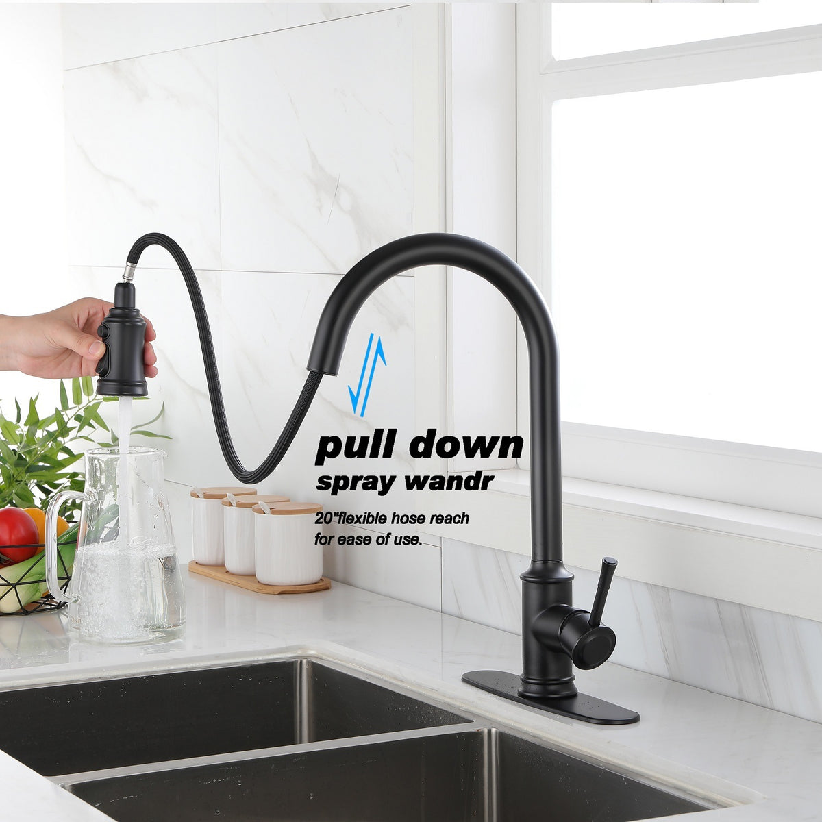 Touch Kitchen Faucet with Pull Down Sprayer,Single Handle High Arc  Pull out Kitchen Faucet,Single Level Stainless Steel Kitchen Sink Faucets with Pull down Sprayer