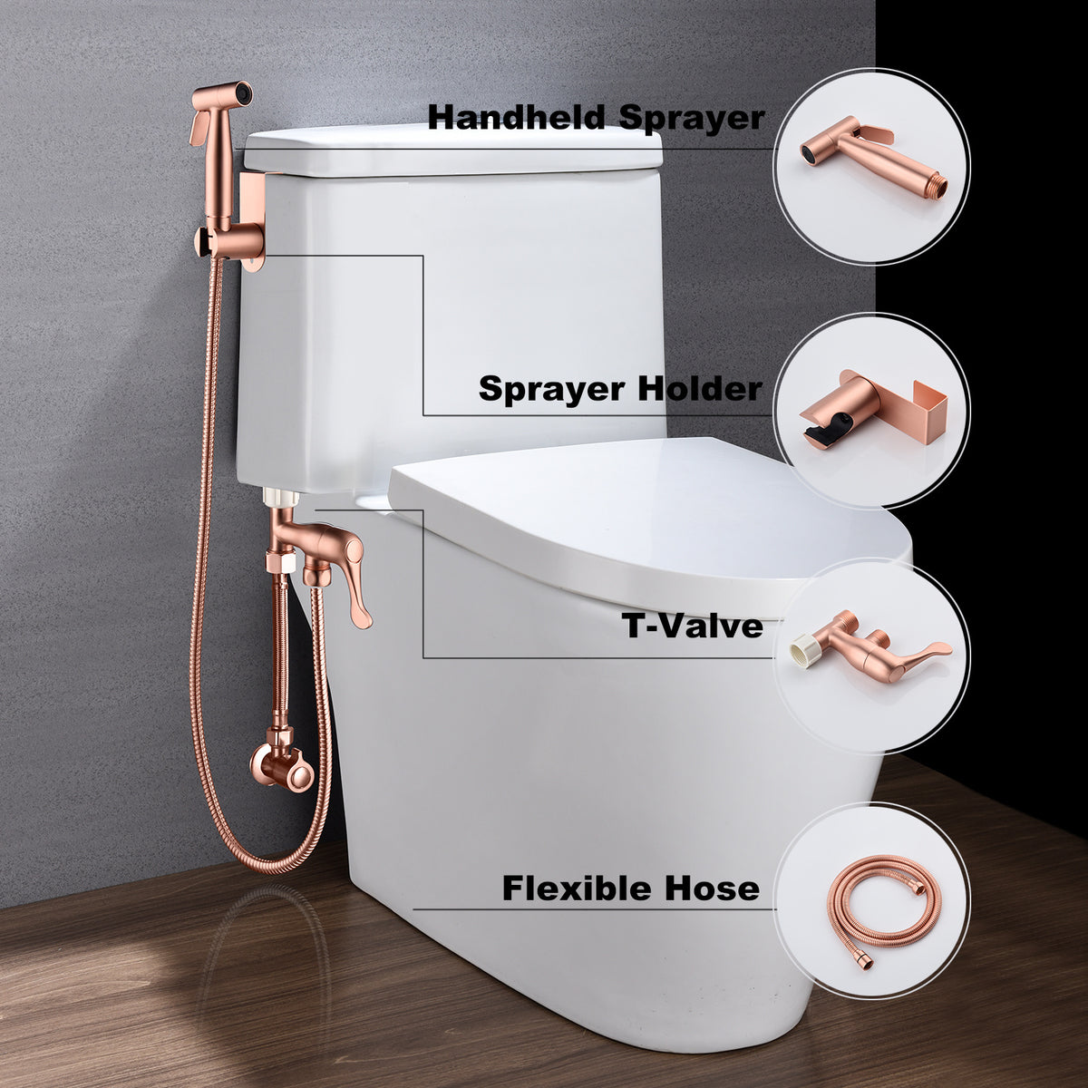 Bidet Sprayer for Toilet, Handheld Cloth Diaper Sprayer, Bathroom Sprayer Kit Spray Attachment with Hose, Stainless Steel Easy Install Great Water Pressure for Bathing Pets, Feminine Hygiene