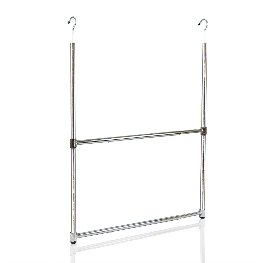 Oceanstar 2-Tier Portable Adjustable Closet Hanger Rod, Chrome