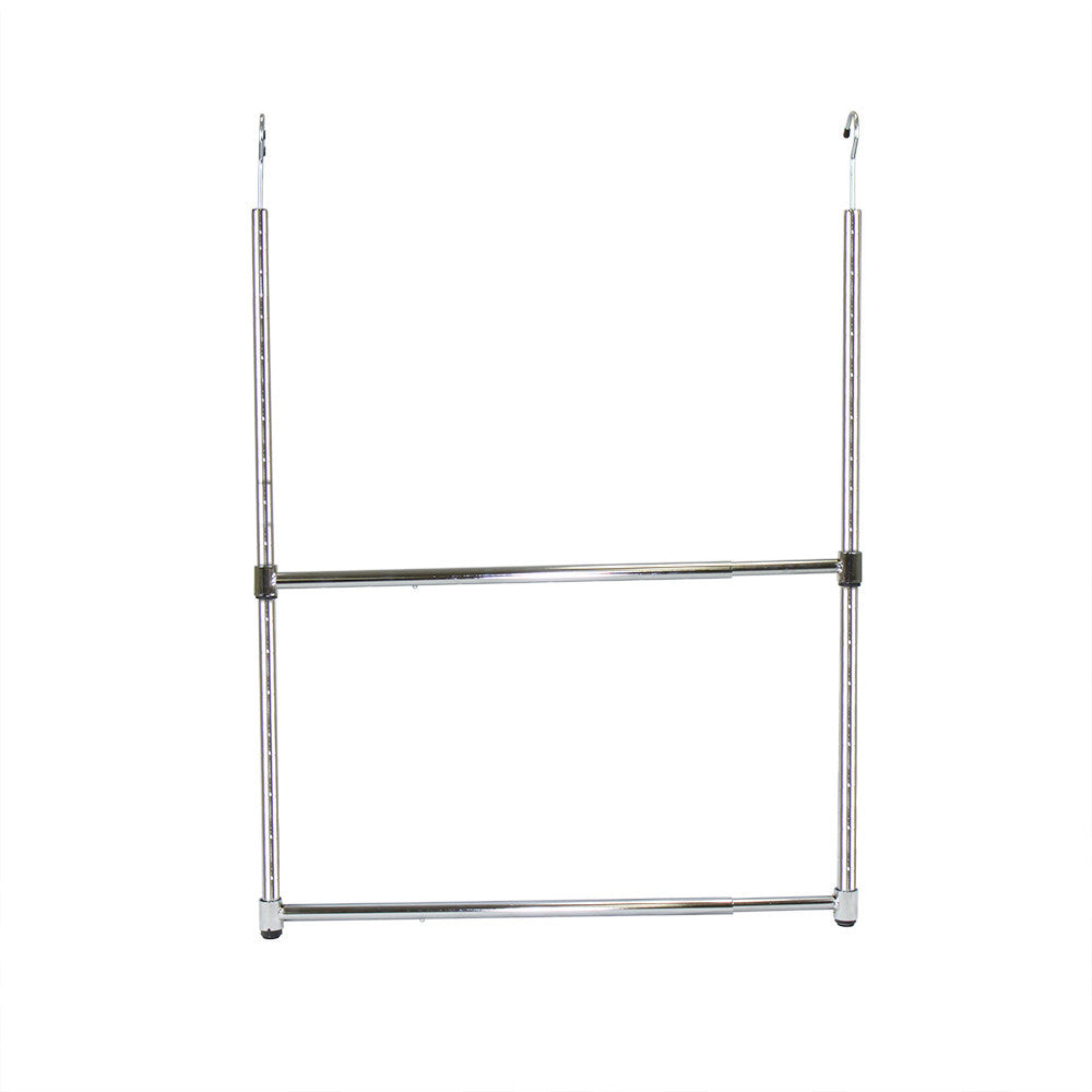 Oceanstar 2-Tier Portable Adjustable Closet Hanger Rod, Chrome
