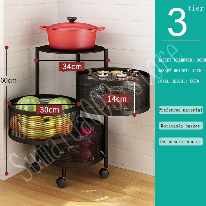 Multi-layer Round Rotatable Fruit Storage Basket / Shelf