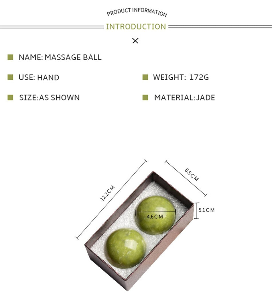 2 Pcs Natural Jade Stone Massage Ball with Case