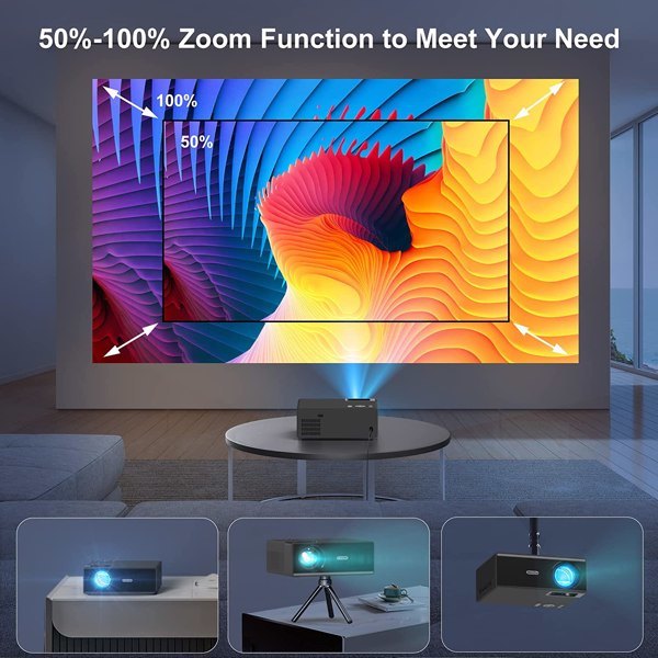 Projector with WiFi and Bluetooth; Projector 4K Support Native 1080P Projector; 5G WiFi FUDONI Outdoor Projector with 350 ANSI Max 300"Display(Shipment from FBA)