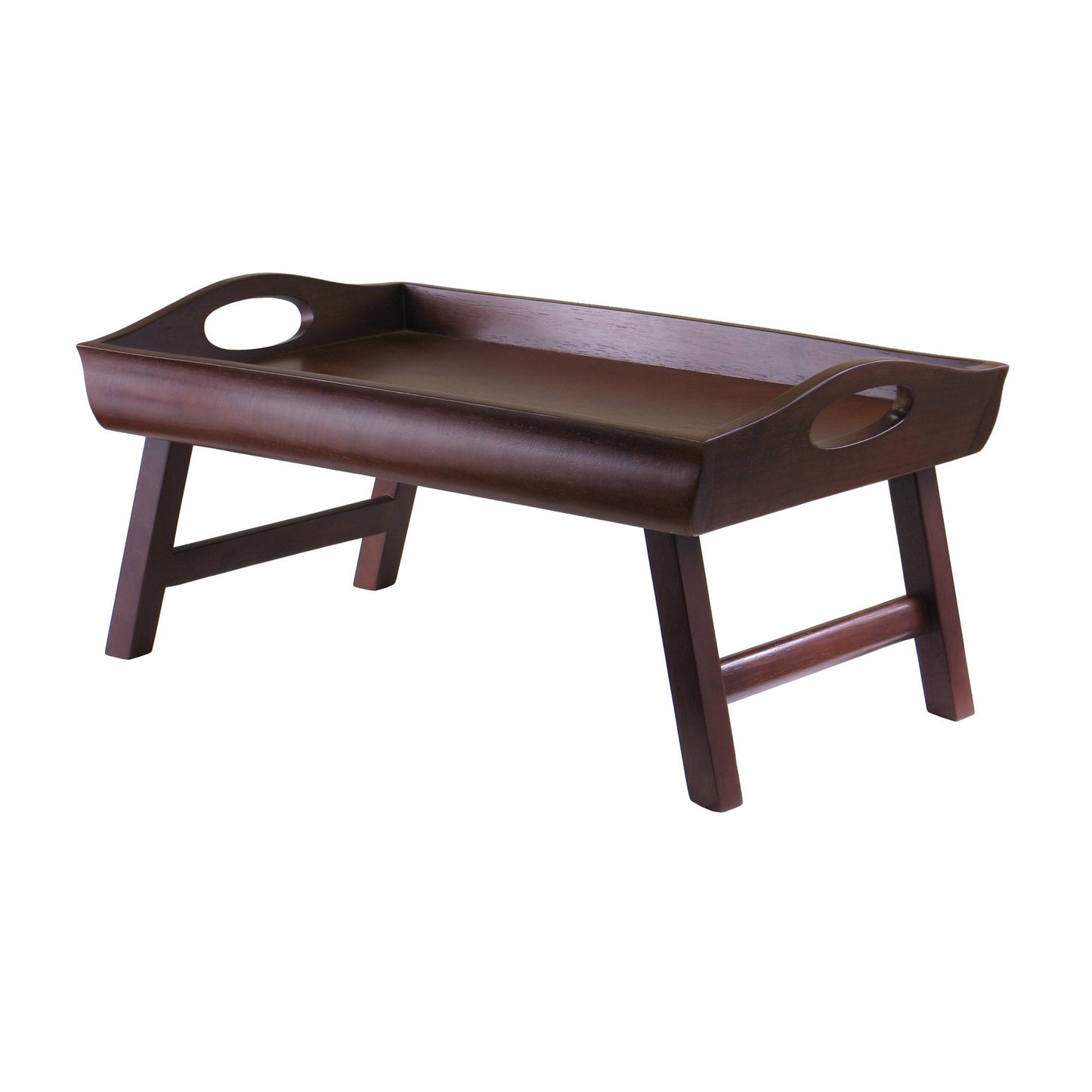 Winsome Wood Espresso & Wood Sedona Bed Tray Curved Side, Foldable Legs, Large Handle,Antique Walnut