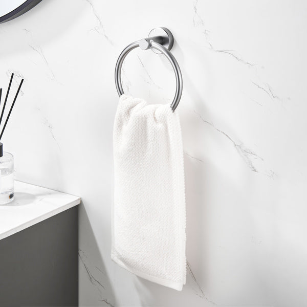 Bathroom Hardware Set; Thicken Space Aluminum 6 PCS Towel bar Set- Gun Grey 24 Inches Wall Mounted