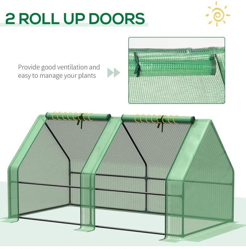 Portable Tunnel Greenhouse Outdoor Garden Mini with Large Zipper Doors & Water/UV PE Cover 6' x 3' x 3'