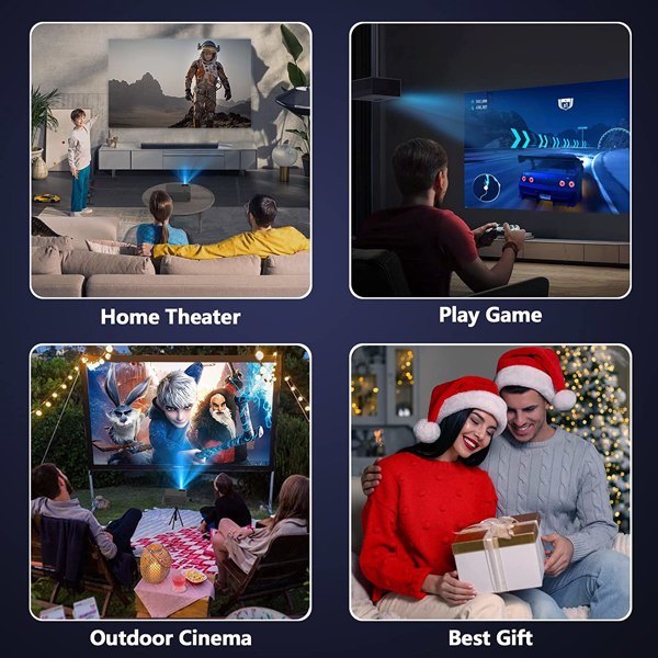 Projector with WiFi and Bluetooth; Projector 4K Support Native 1080P Projector; 5G WiFi FUDONI Outdoor Projector with 350 ANSI Max 300"Display(Shipment from FBA)