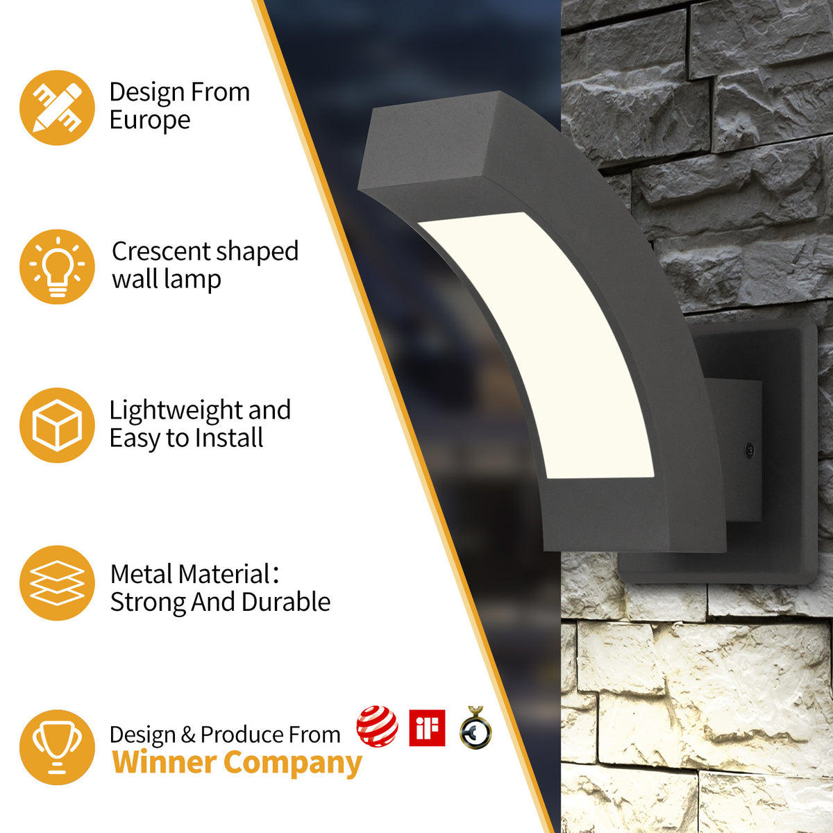 Inowel Wall Lights Outdoor Wall Sconce Modern LED Patio Porch Lights Aluminum Exterior Light Fixture Waterproof IP54 for Hallway House Backyard Garage 12557