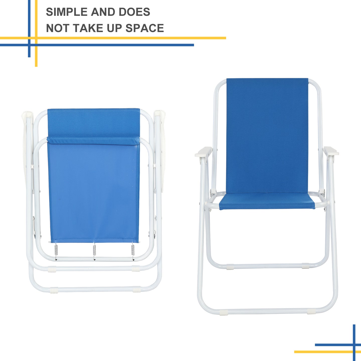 Oxford Cloth Iron Outdoor Beach Chair Blue
