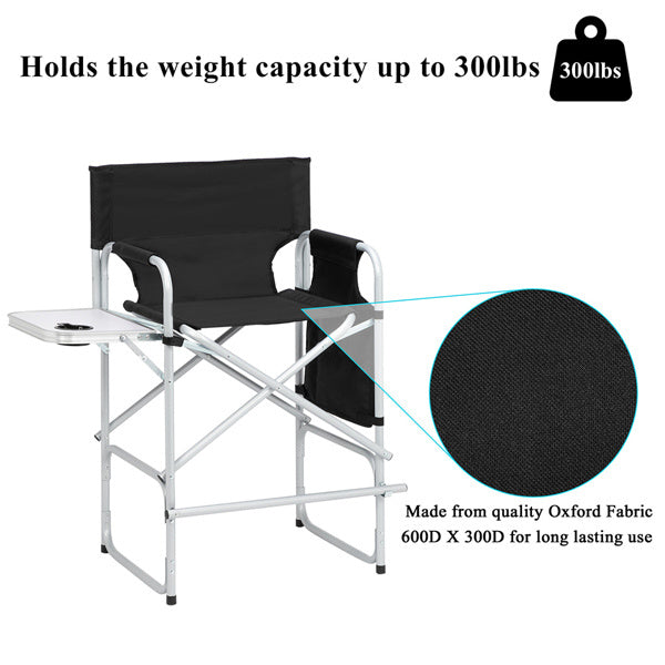 Silver White Iron Pipe Black Cloth Surface Plastic Sprayed Iron Round Pipe Director's Chair 103*60*499cm 120kg Without Carrying Bag