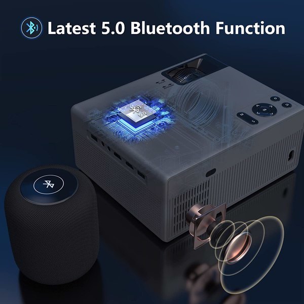 Projector with WiFi and Bluetooth; Projector 4K Support Native 1080P Projector; 5G WiFi FUDONI Outdoor Projector with 350 ANSI Max 300"Display(Shipment from FBA)