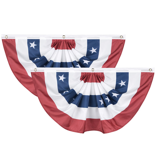 1.5 X 3ft American Pleated Fan Flag 2pcs
