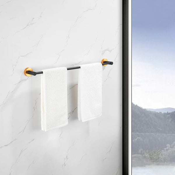 Bathroom Hardware Set; Thicken Space Aluminum 3 PCS Towel bar Set- Black Gold 16-27 Inches Adjustable Bathroom Accessories Set
