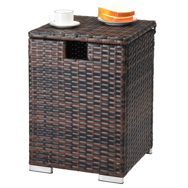 40*40*57cm Iron Frame Gas Bottle Storage Rattan Side Table Brown Gradient
