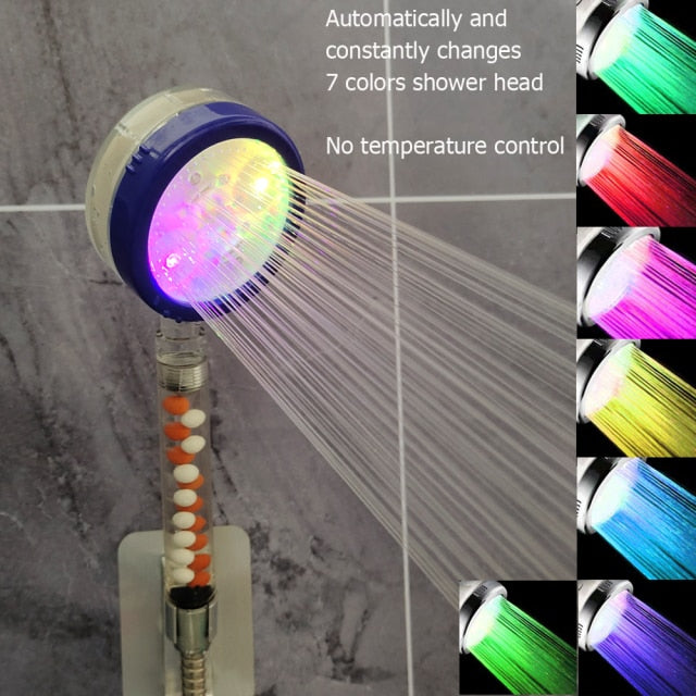 Bathroom 3/7 Color Changing LED Shower Head Temperature Sensor